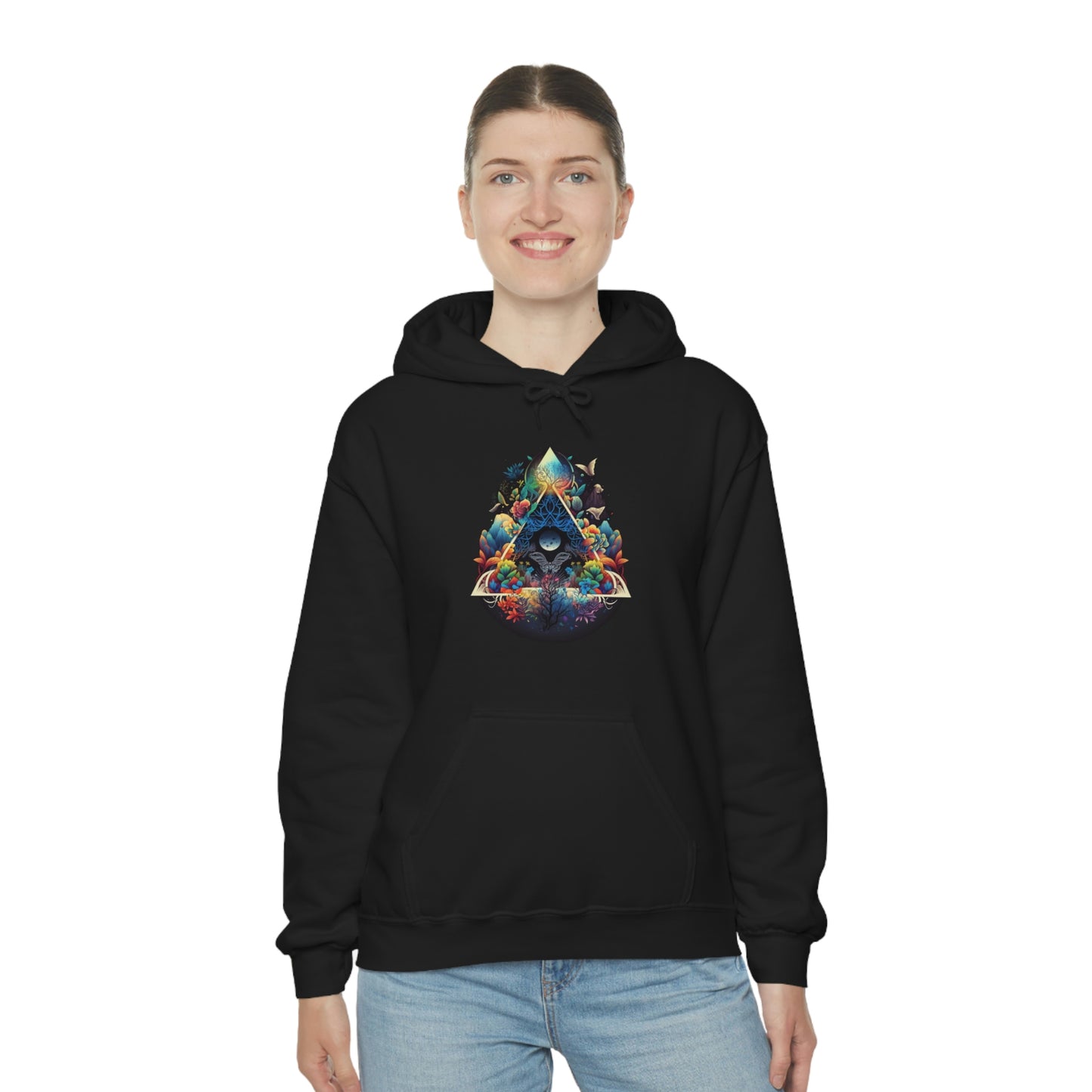 Nature Hoodie, Triangle of Life Botanical Hoodie, Aesthetic Flower Hoodie, Unisex Hoodie with Pocket, Streetwear Hoodie