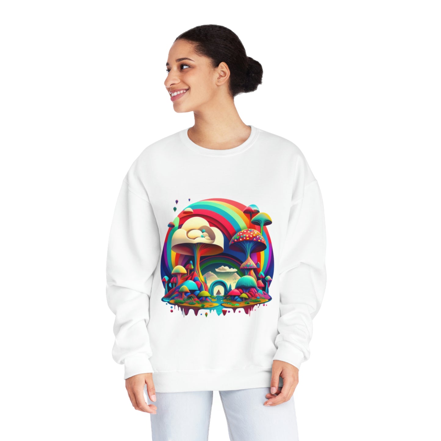 Rainbow Mushroom Sweatshirt, Graphic Sweatshirt, Mushroom Sweater Rainbow Sweatshirt, Mushroom Clothing Aesthetic Sweatshirt