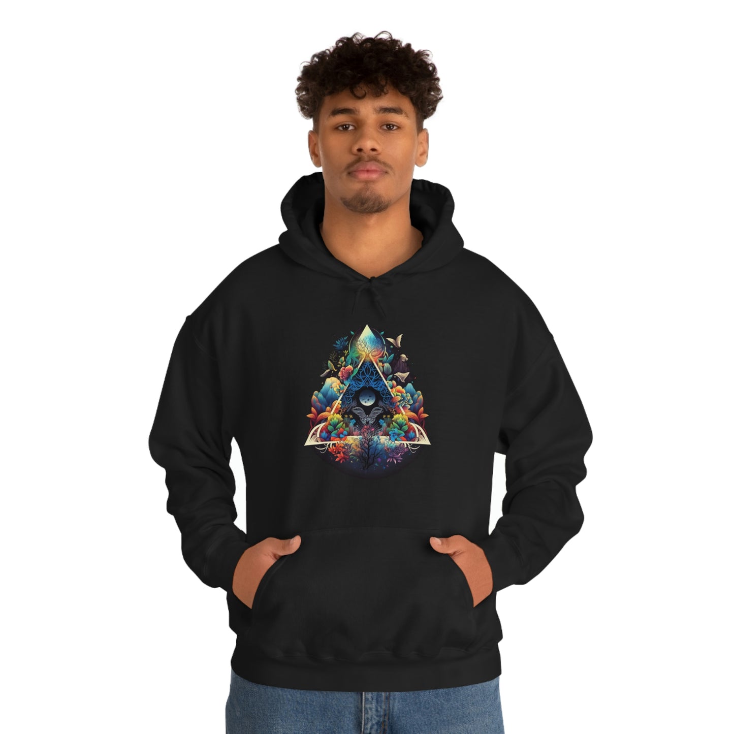 Nature Hoodie, Triangle of Life Botanical Hoodie, Aesthetic Flower Hoodie, Unisex Hoodie with Pocket, Streetwear Hoodie