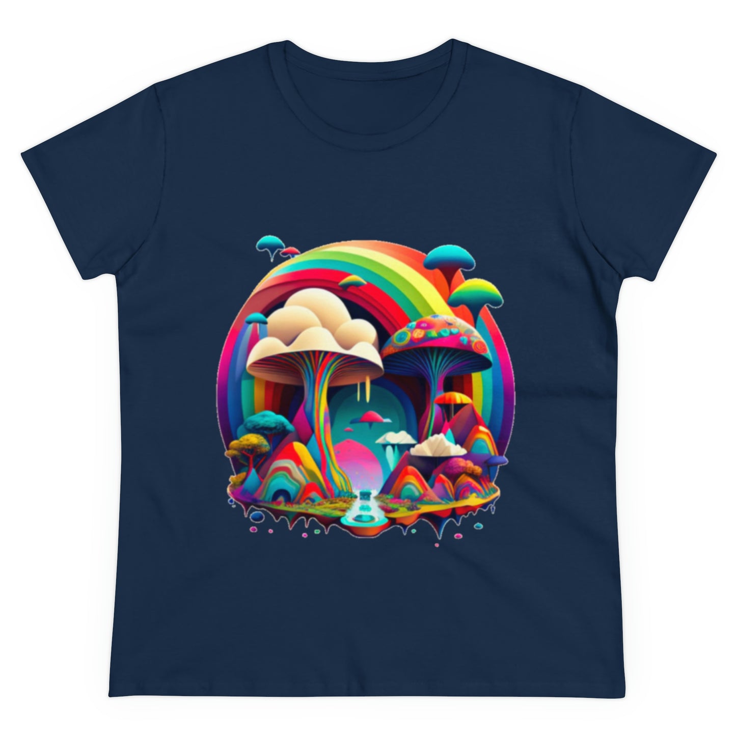 Rainbow Mushroom Shirt for Women, Mushroom Clothing Adventure Shirt, Good Vibes Shirt, Western Feminine Shirt, Short Sleeve Shirt