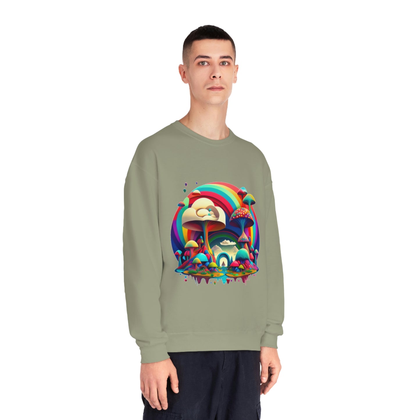 Rainbow Mushroom Sweatshirt, Graphic Sweatshirt, Mushroom Sweater Rainbow Sweatshirt, Mushroom Clothing Aesthetic Sweatshirt