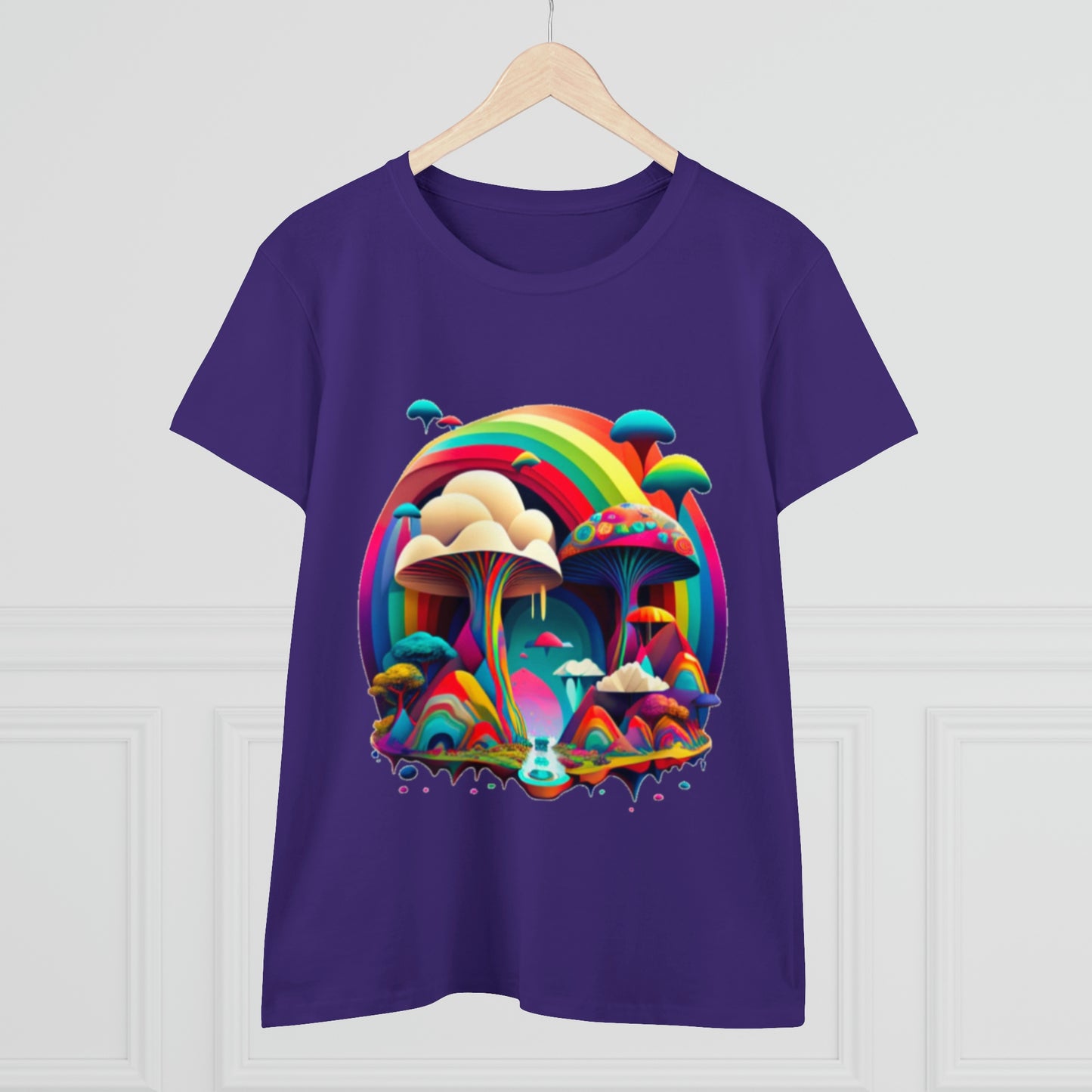 Rainbow Mushroom Shirt for Women, Mushroom Clothing Adventure Shirt, Good Vibes Shirt, Western Feminine Shirt, Short Sleeve Shirt
