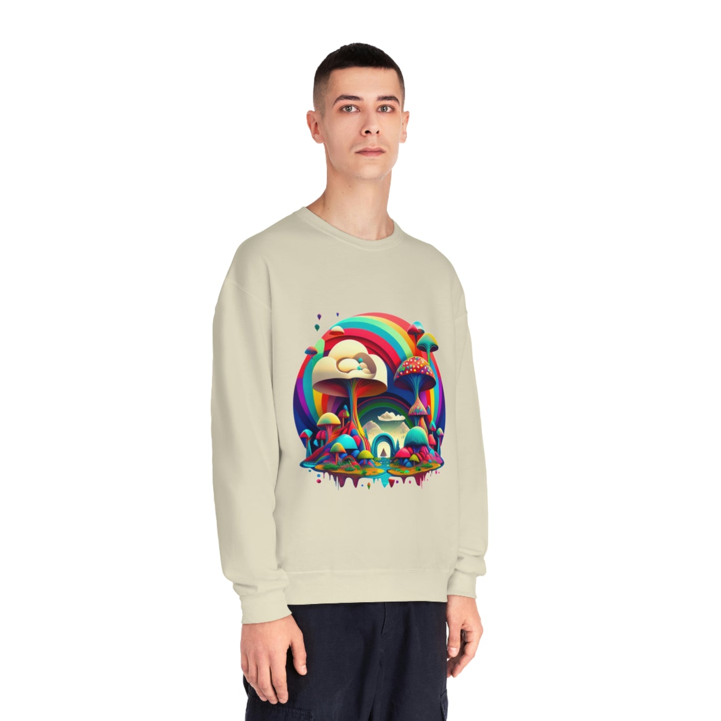 Rainbow Mushroom Sweatshirt, Graphic Sweatshirt, Mushroom Sweater Rainbow Sweatshirt, Mushroom Clothing Aesthetic Sweatshirt
