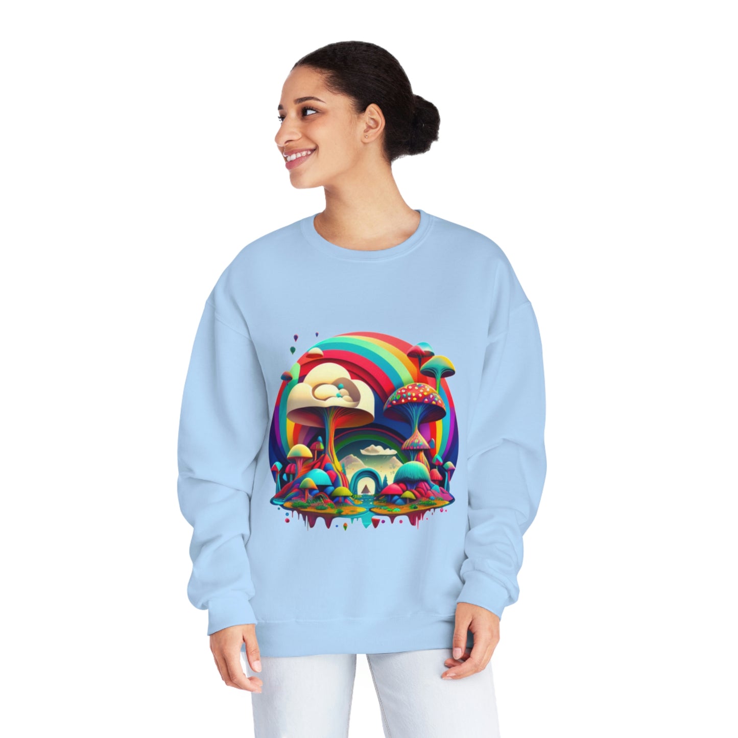Rainbow Mushroom Sweatshirt, Graphic Sweatshirt, Mushroom Sweater Rainbow Sweatshirt, Mushroom Clothing Aesthetic Sweatshirt