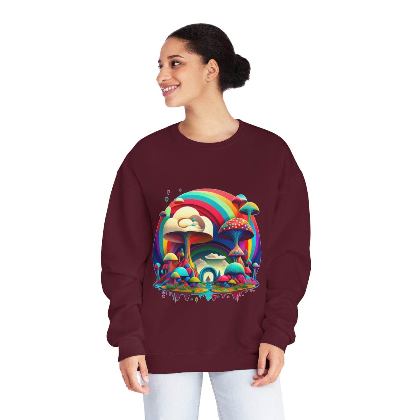 Rainbow Mushroom Sweatshirt, Graphic Sweatshirt, Mushroom Sweater Rainbow Sweatshirt, Mushroom Clothing Aesthetic Sweatshirt