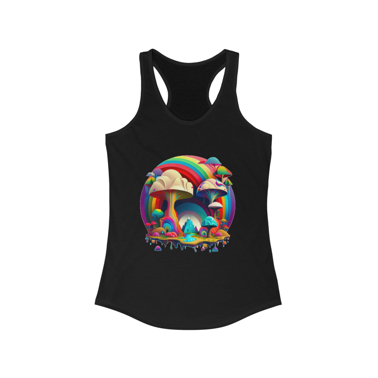 Rainbow Tank Top for Women, Graphic Tank Top, Tank Tops for Women Black Tank Top, Summer Mushroom Tank