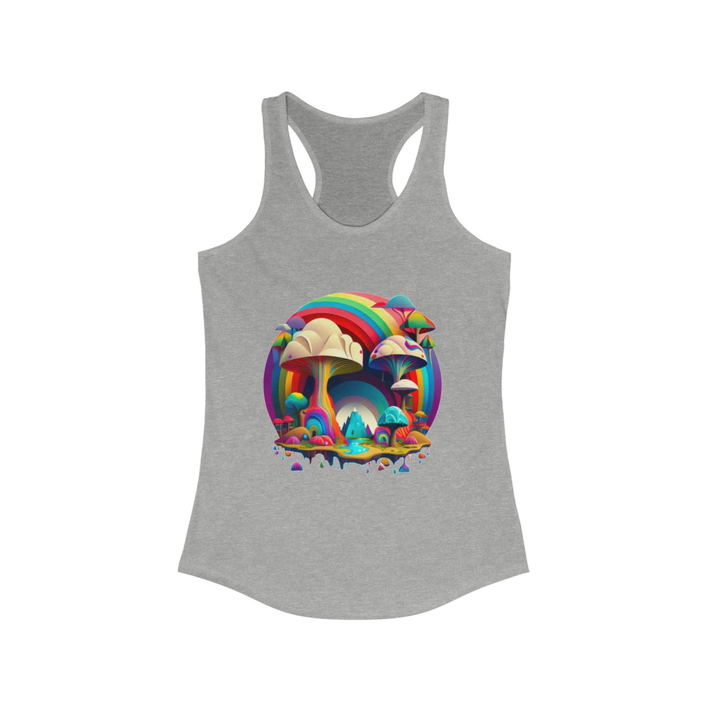 Rainbow Tank Top for Women, Graphic Tank Top, Tank Tops for Women Black Tank Top, Summer Mushroom Tank